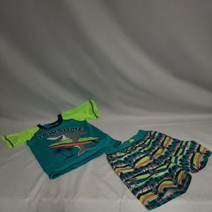 NEW Quad Seven Jawsome Shark Surfboard 2 piece Swim top & trunks 4